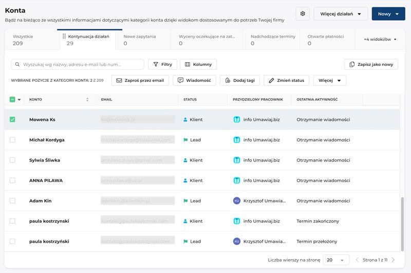 Cykl życia kontakty w CRM